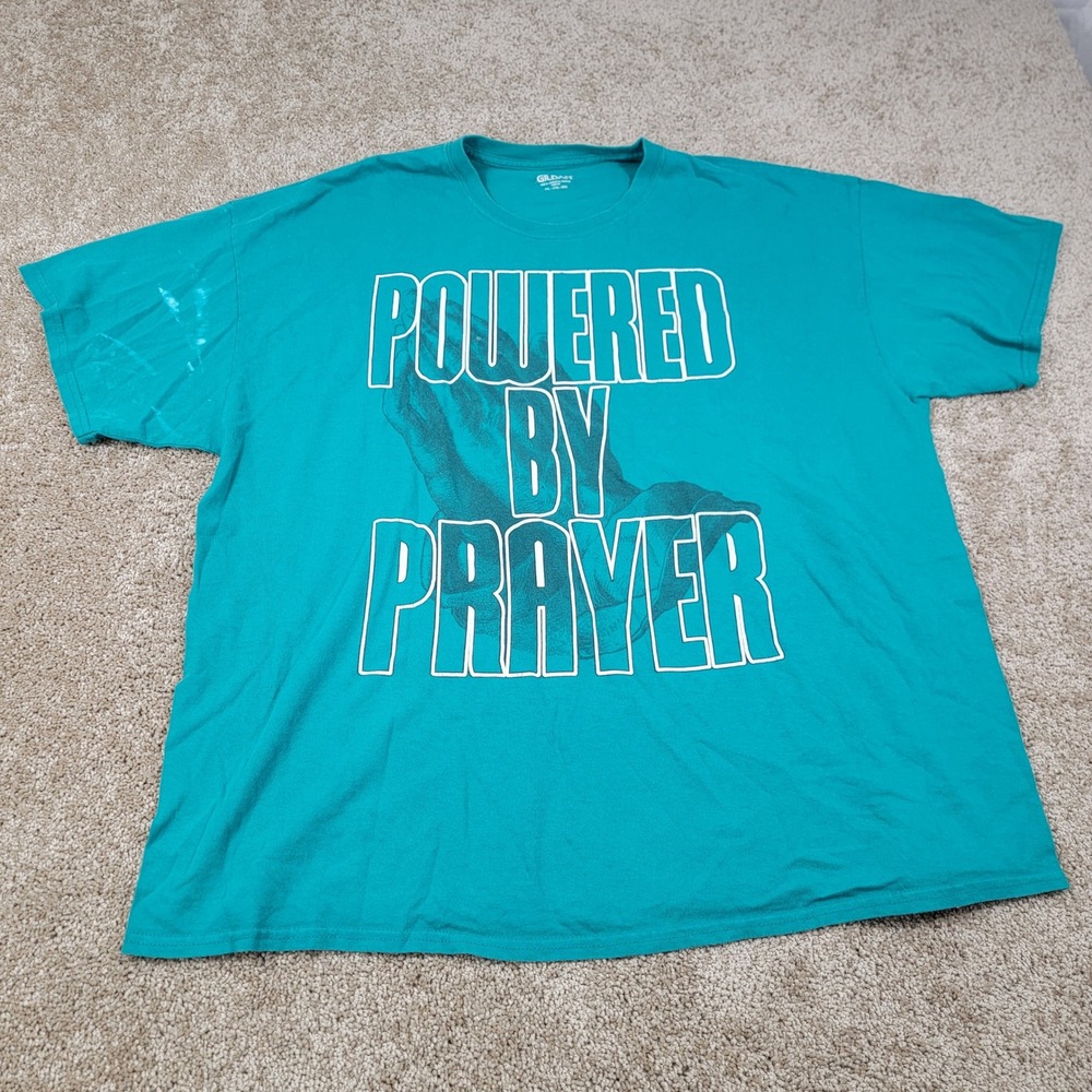 Gildan Powered By Prayer‎ Graphic Print Religious T-Shirt 2XL